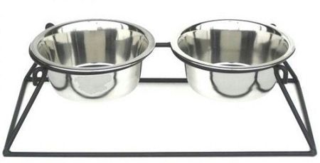 Pyramid Elevated Double Dog Feeder (Option: Medium/White)