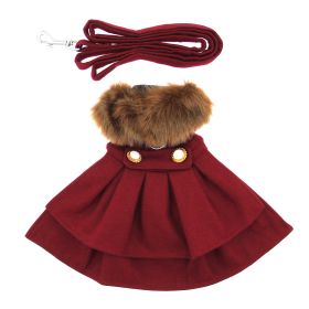 Wool Fur-Trimmed Dog Harness Coat by Doggie Design- Burgundy (Option: Small)